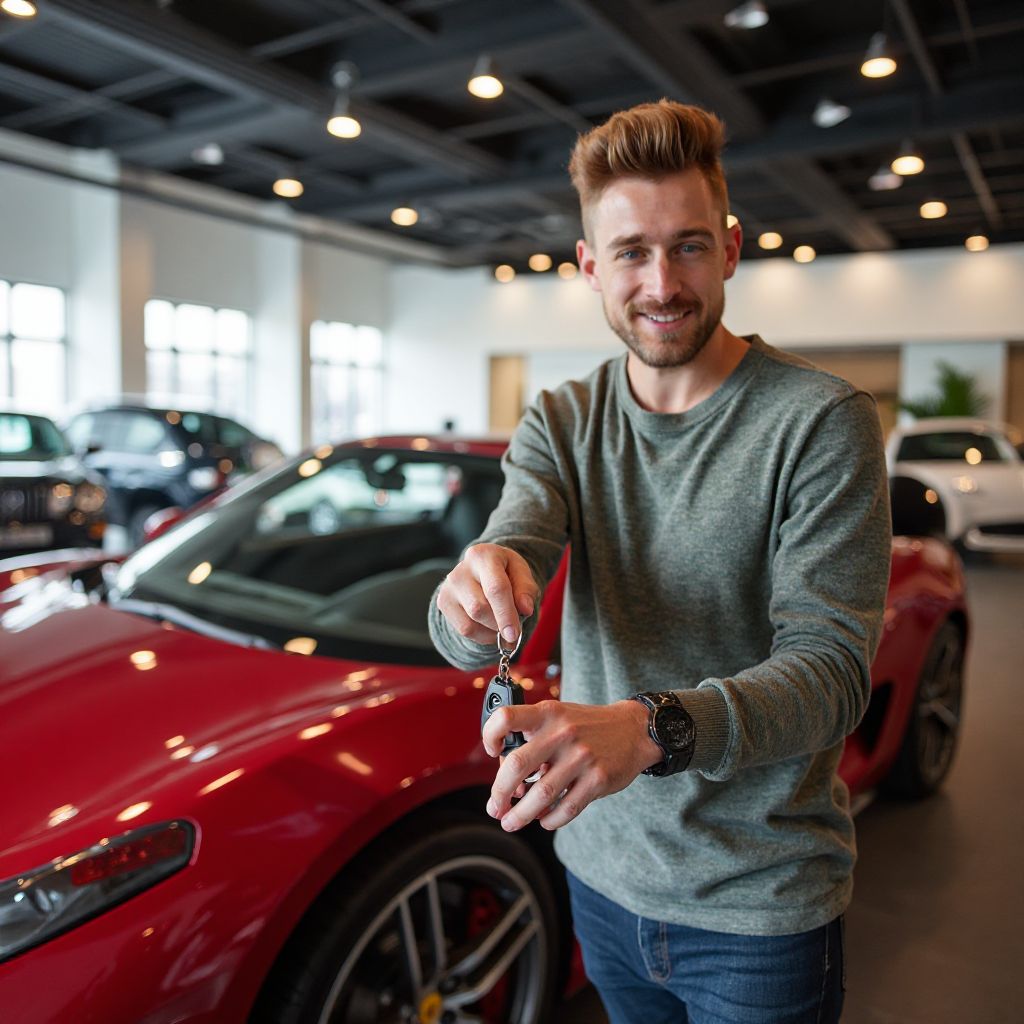 Entusiasta con coche deportivo