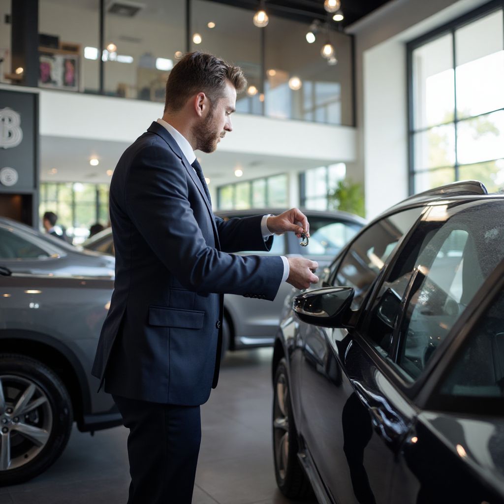 Empresario con coche ejecutivo